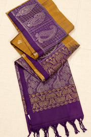 Caramel Brown Handloom Kanjivaram Soft Silk Saree With Floral Butta Design And Paisley Border 10076807