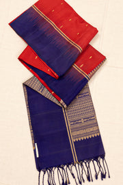 Cherry Scarlet Red Handloom Kanjivaram Soft Silk Saree With Butta Design 10076809