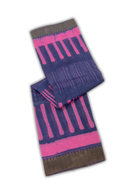 Blue Dabu Printed Silk Cotton Saree 10077016
