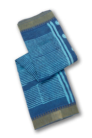 Blue Dabu Printed Silk Cotton Saree 10077026