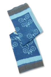 Blue Dabu Printed Silk Cotton Saree 10077037