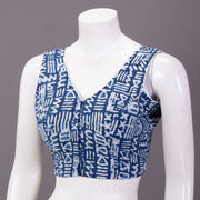 Indigo Blue Hand Block Print Cotton Blouse 10074442