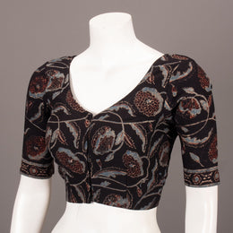 Black Hand Block Ajrakh Printed Cotton Blouse 10074450