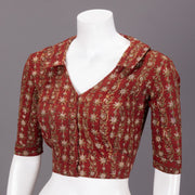 Red Hand Block Vanaspathi Printed Cotton Blouse 10074482