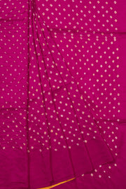 Pink Bandhani Mulberry Silk Saree With Contrast Blouse 10073068