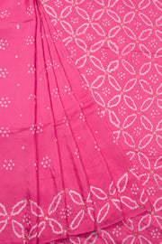 Pink Bandhani Mulberry Silk Saree With Mirror and Zari Embroidery 10073069