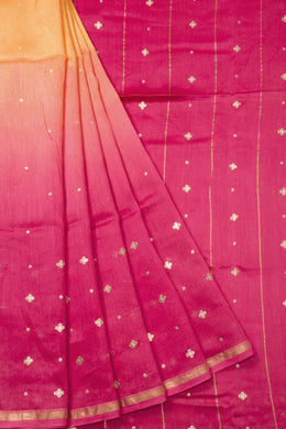 Yellow Handloom Mercersised Saree with Zari Embroidery 10073083