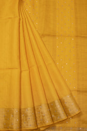 Yellow Handloom Tussar Silk Saree With Sequins Butti 10073088