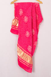 Pink Bandhani Gajji Silk Dupatta 10073108