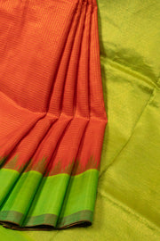 Orange Handloom Gadwal Kuttu Silk Saree - Avishya