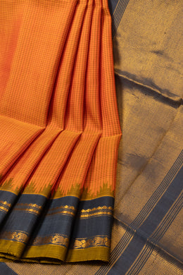 Orange Handloom Gadwal Kuttu Silk Saree - Avishya