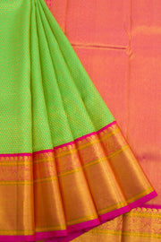 Parrot Green Pure Zari Korvai  Kanjivaram Silk Saree 10062469