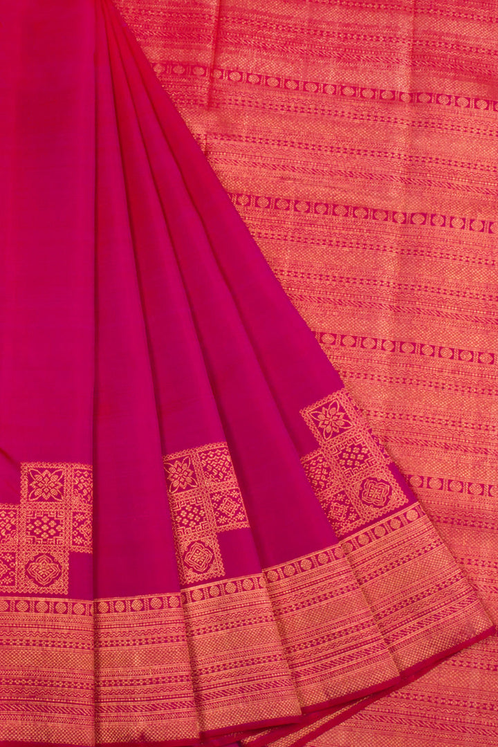 Hot Pink Pure Zari Kanjivaram Silk Saree 10062325