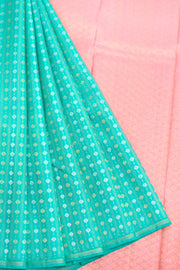 Aqua Blue Handloom Pure Kanjivaram Silk Saree 10062468