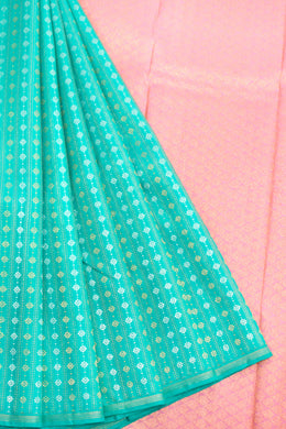 Aqua Blue Handloom Pure Kanjivaram Silk Saree 10062468