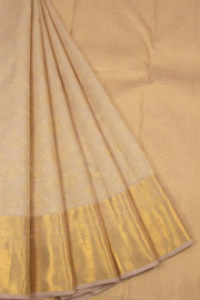Beige Pure Zari Bridal Brocade Kanjivaram Silk Saree with Silver and Gold Zari Motifs 10063065