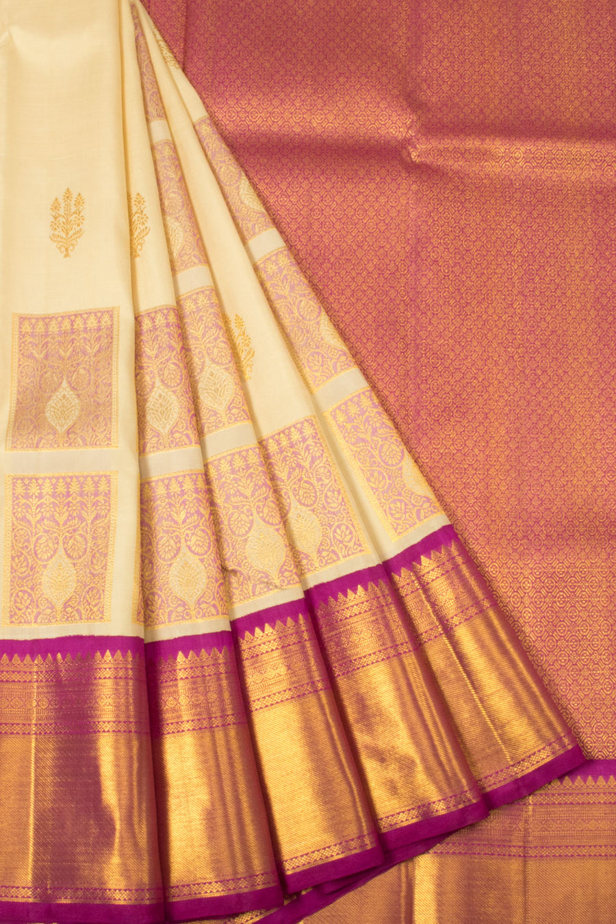 Off White Bridal Kanjivaram Silk Saree - Avishya