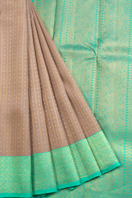 Brown Handloom Korvai Kanjivaram Silk Saree 10069136 - Avishya