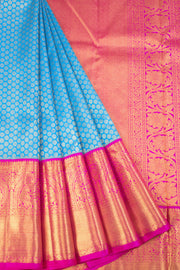Ananda Blue Bridal Korvai Kanjivaram Silk Saree 10070592 - Avishya
