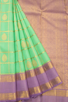 Aqua Green Bridal Kanjivaram Silk Saree 10070634