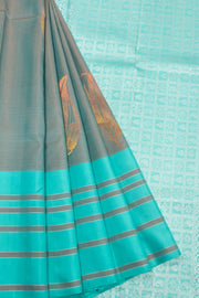 Blue & Grey Dual  Tone Kanjivaram Silk Saree 10070662