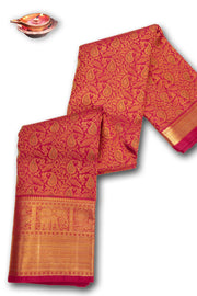 Red Monotone Kodimalai Bridal Kanjivaram Pure Zari Silk Saree 10074731