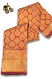 Burgundy Maroon Monotone Bridal Kanjivaram Pure Zari Silk Saree 10074736