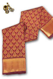 Burgundy Maroon Monotone Bridal Kanjivaram Pure Zari Silk Saree 10074737