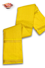 Vivid Yellow Monotone Bridal Kanjivaram Pure Zari Silk Saree 10074738