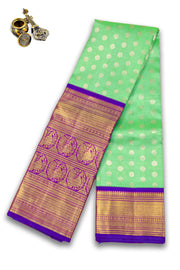 Mint Green Bridal Kanjivaram Pure Silk with Silver Zari Saree 10074740