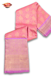 Brink Pink Korvai Bridal Kanjivaram Pure Zari Silk Saree 10074744