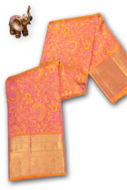 Salmon Orange Monotone Bridal Kanjivaram Tissue Silk Saree 10074746