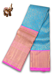 Chlorine Blue Korvai Bridal Kanjivaram Pure Zari Silk Saree 10074745