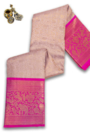 Pastel Beige Korvai Bridal Kanjivaram Pure Zari Silk Saree 10074747