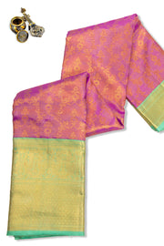 Pinky Purple Nakashi Bridal Kanjivaram Tissue Silk Saree 10074754