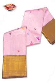 Pastel Pink Nakashi Bridal Kanjivaram Pure Zari Silk Saree 10074757