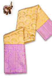 Yellowish Gold Bridal Kanjivaram Tissue Silk Saree 10074758