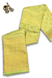 Chinese Green Monotone Bridal Kanjivaram Tissue Silk Pure Zari Saree 10074759