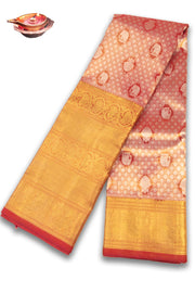 Rust Brown Bridal Kanjivaram Pure Silk with Silver Zari Saree 10074760