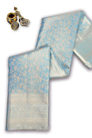 Blue Monotone Kanjivaram Pure Silk with Sliver Zari Saree 10074795