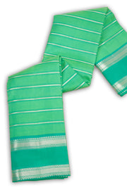  Bluey Green Korvai Kanjivaram Silk Saree 10075628