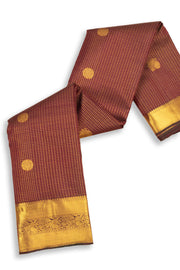 UP Maroon Kanjivaram Silk Saree with Checks Design 10075629