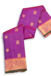 Dark Magenta Kanjivaram Silk Saree with Checks Design 10075633