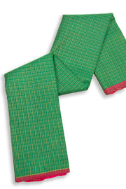 Tropical Rainforest Kanjivaram Silk Saree with Checks Design 10075634