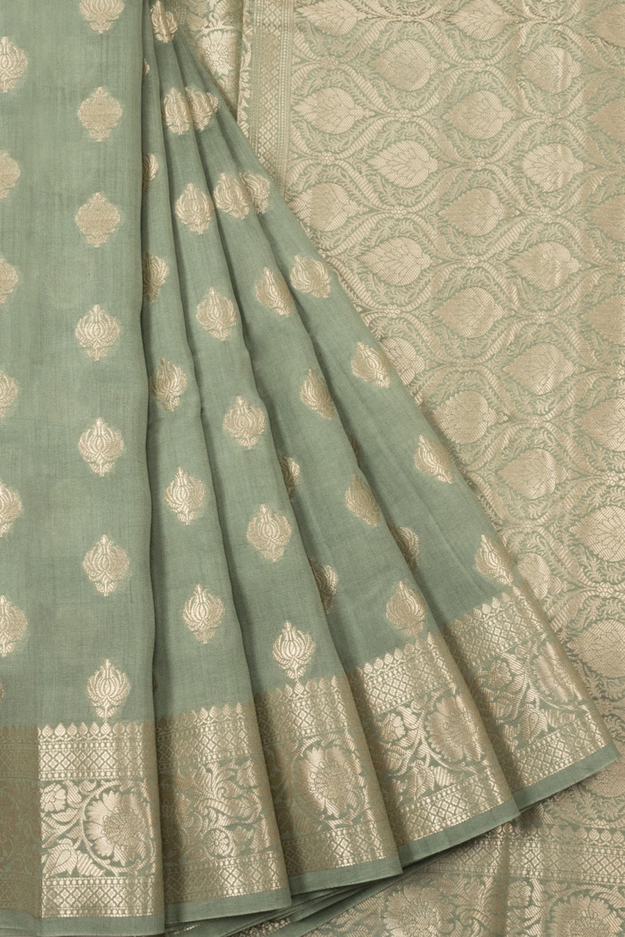 Olive Green Handloom Banarasi Chiniya Silk Saree  10063236