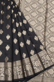 Black Handloom Banarasi Chiniya Silk Saree 10063238