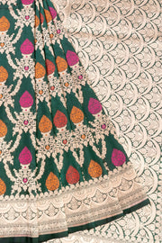 Green Handloom Banarasi Katan Silk Saree 10068910 - Avishya