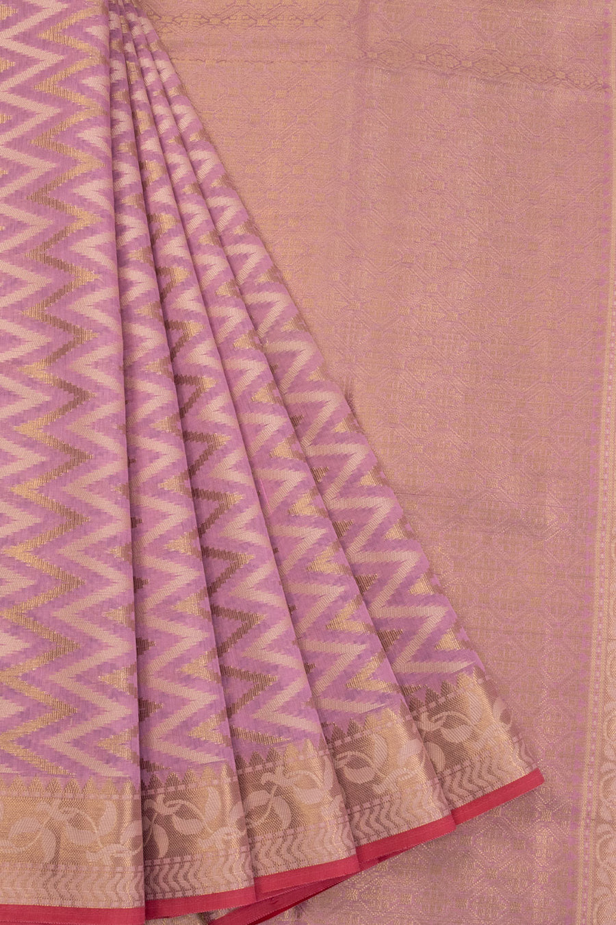 Lavender  Handloom Banarasi Silk Cotton Saree 10070496 - Avishya