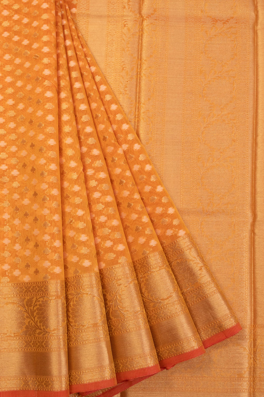 Tawny Orange Handloom Banarasi Silk Cotton Saree 10070514 - Avishya