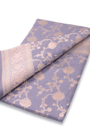 Grey Handloom Banarasi Katan Silk Saree 10074260